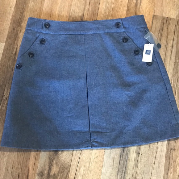 NWT Gap Blue Button Pockets A-Line Skirt Size 10 - Picture 2 of 8